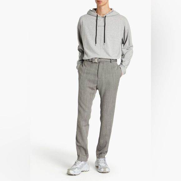 NWT 1017 Alyx 9SM grey lightweight sweatshirt cotton melange blend jersey hoodie - Picture 5 of 15